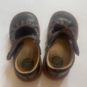 Livie & Luca Ruche Classic Mary Jane Shoes In Mocha Brown, Size 7